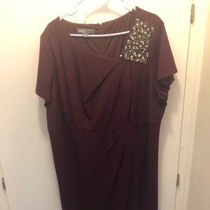 Vintage Plus Size Maroon Dress 2X-3X
